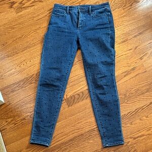Talbots Polka Dot Skinny Jeans in Dark Blue